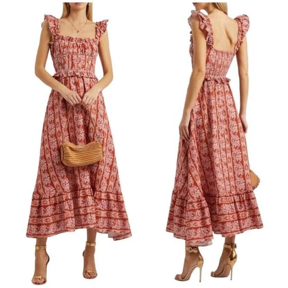 House of Harlow‎ 1960 Helena Maxi Dress S Red Boho Prairie Cottagecore Floral - Picture 1 of 15